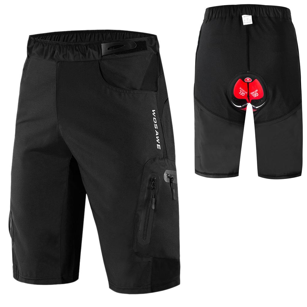 Men 2 In 1 Cycling Shorts Breathable Quick-Drying MTB Mountain Bike Baggy Shorts with 3D Padding