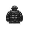 Uniform Letter Zipper Hooded Mid-Length Warm Down Jacket Men Outerwear Black T11M345908F-BK