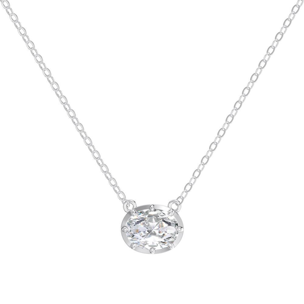 European Style S925 Sterling Silver Women's Necklace & Earrings Set with Simple 2-Carat Pendant and 1.5-Carat Silver Earrings