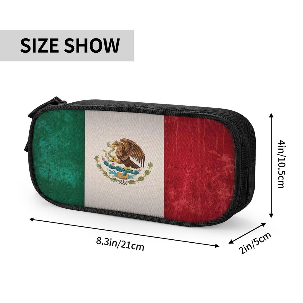Mexico Flag Merch Pencil Case Large-capacity For School  Pencil Case Stationery Suprise Gift