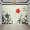 Nova cortina chinesa flor pássaro sala de estar flor borboleta paisagem tinta pintura janela tela cortina cortina chinesa 2 peças