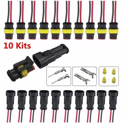 10 Kits 2-Pin-Wege, versiegelt, wasserdicht, elektrischer Draht, Auto-Stecker, Auto-Auto-Set 