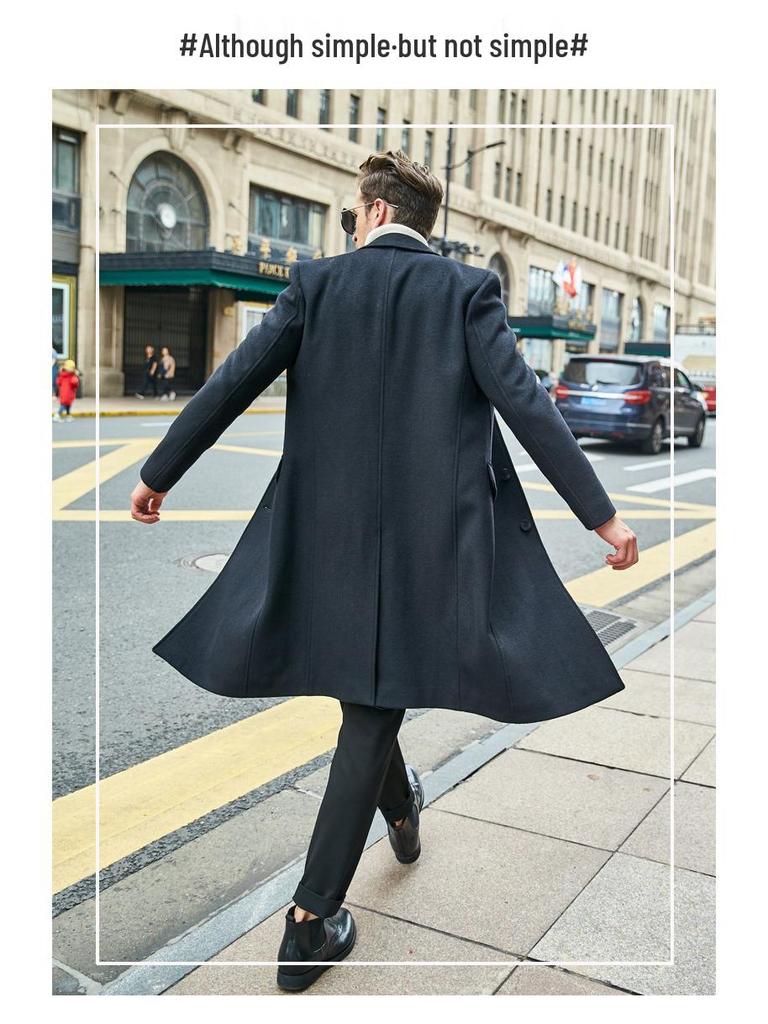 Herren Wollübermantel im britischen Stil mit langen Ärmeln - Herbst-/Winter-Trend