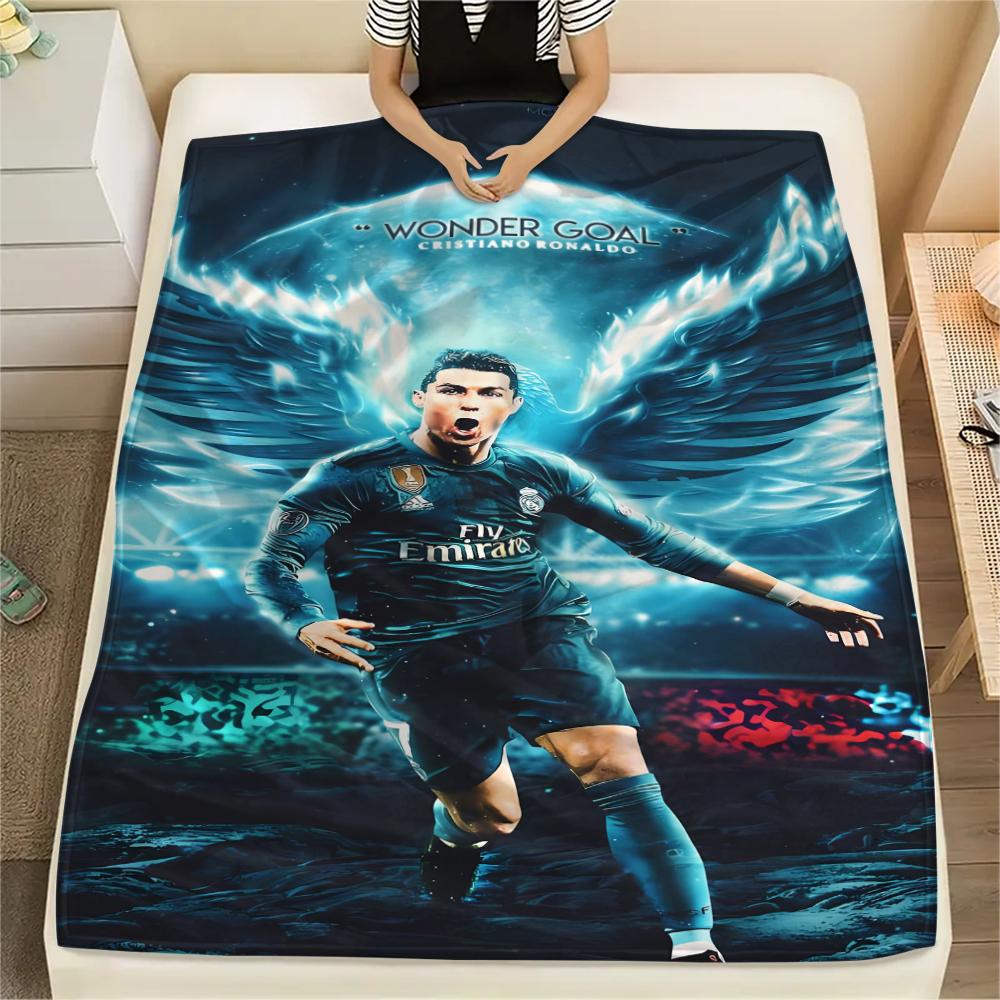 1Pc CR7 Print Flannel Blanket, High quality Comfortable for All Seasons, Home Decor, Warmth and Comfort, Perfect for Christmas Gifts