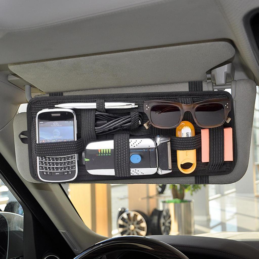 Car Visor Storage Board Easy Install Non-Slip Panel Car Sunglass Holder Visor Organizer For Cards Driving License Pen Key