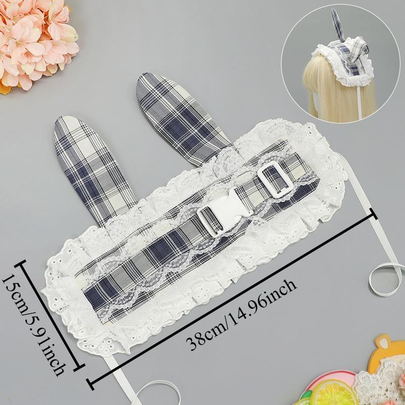1Pcs Subculture Retro Plaid Buckle Headband Ancient Pastoral Lolita Lace Japanese Cat Ear Hearing Atmosphere Cute