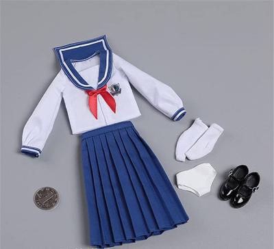 Scale Figure CDToys CD031 Blue Fashionable Beautiful High School Girl Pure Long Skirt Version Sailor Uniform and Shoes Set and Head Not [TOYBARJAPAN]