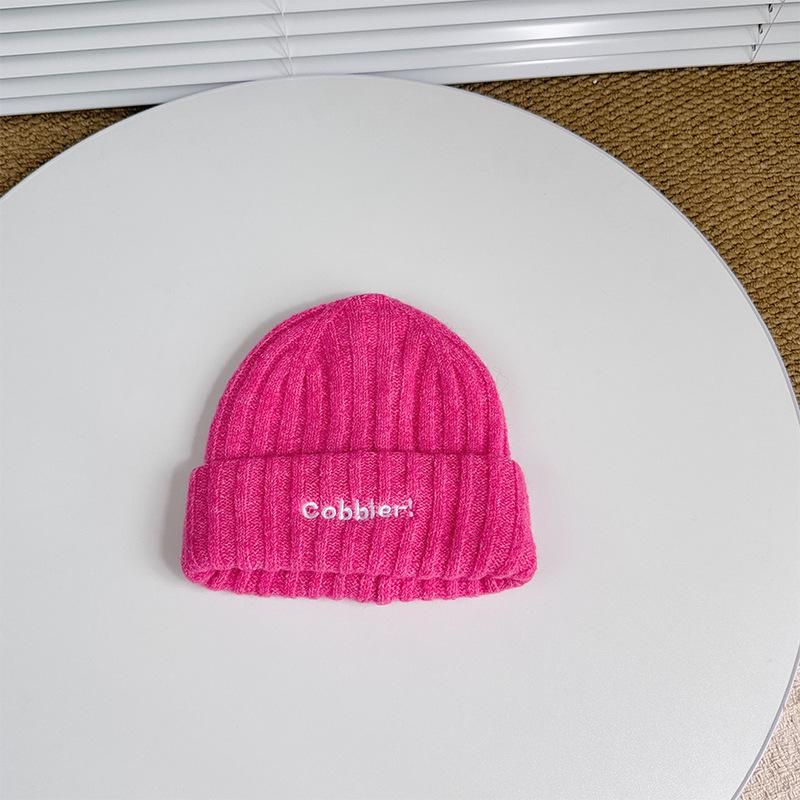 Autumn and Winter New Style English Embroidered Knitted Hat for Boys and Girls Stylish and Versatile Woolen Hat  Simple Ear Protection Hat