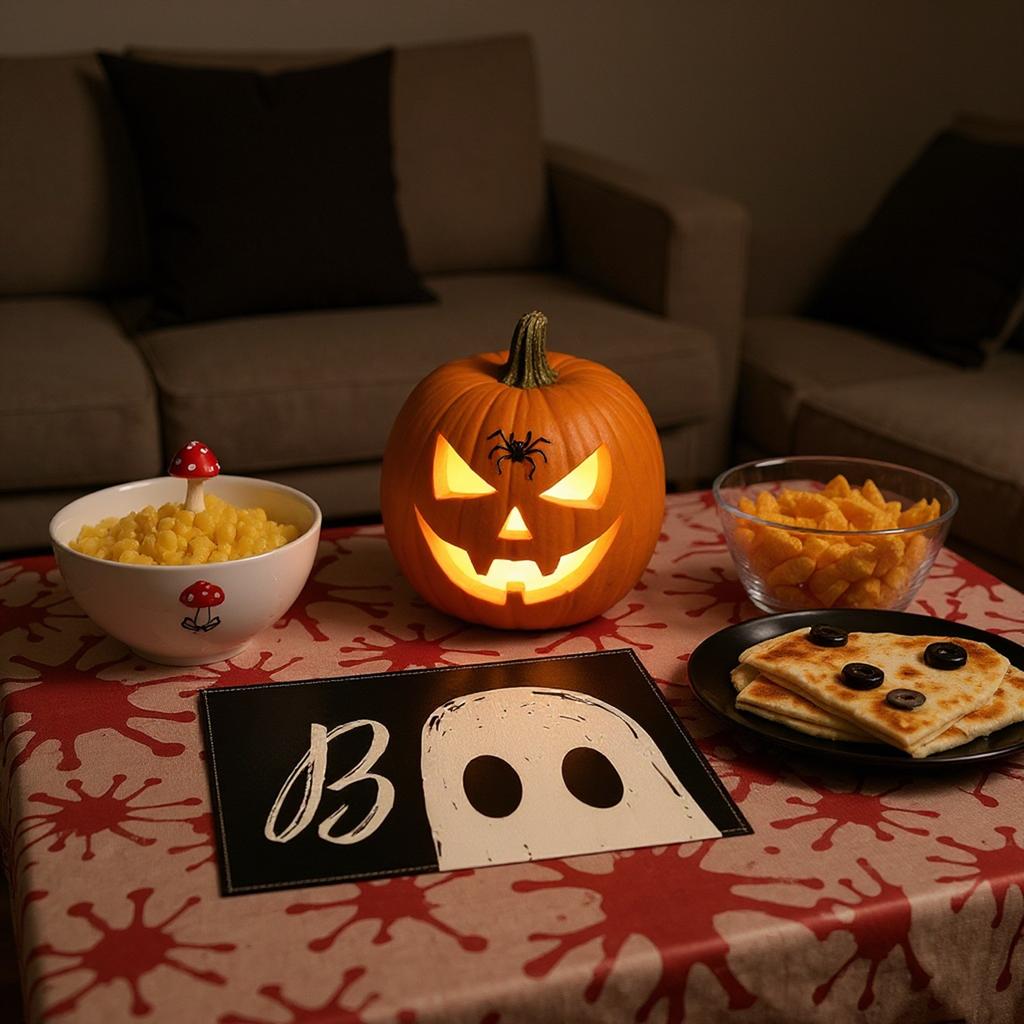 4pcs Halloween  Placemats Square Placemats Potholder Decoration