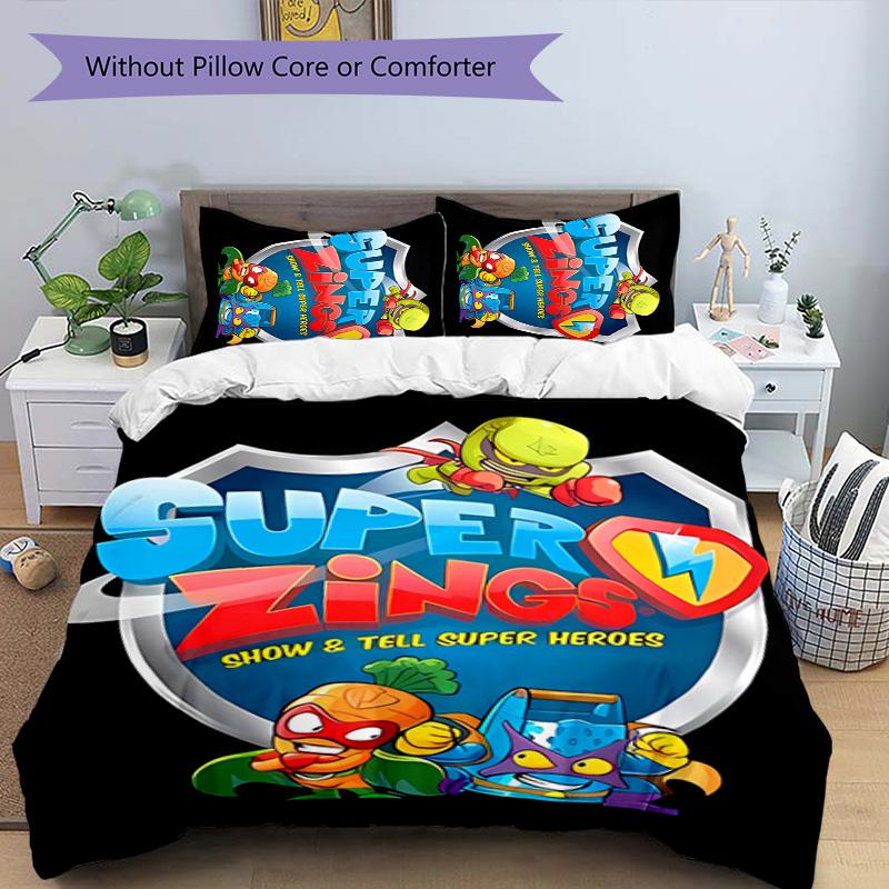 3pcs Superthings pattern bedding set duvet cover set includes duvet cover &pillowcases, perfect all season bedroom decoration & gift