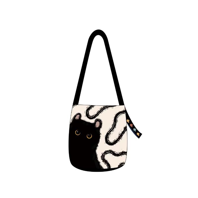 

Сумка через плечо большой вместимости в форме кошки имеет уникальный дизайн чёрный
