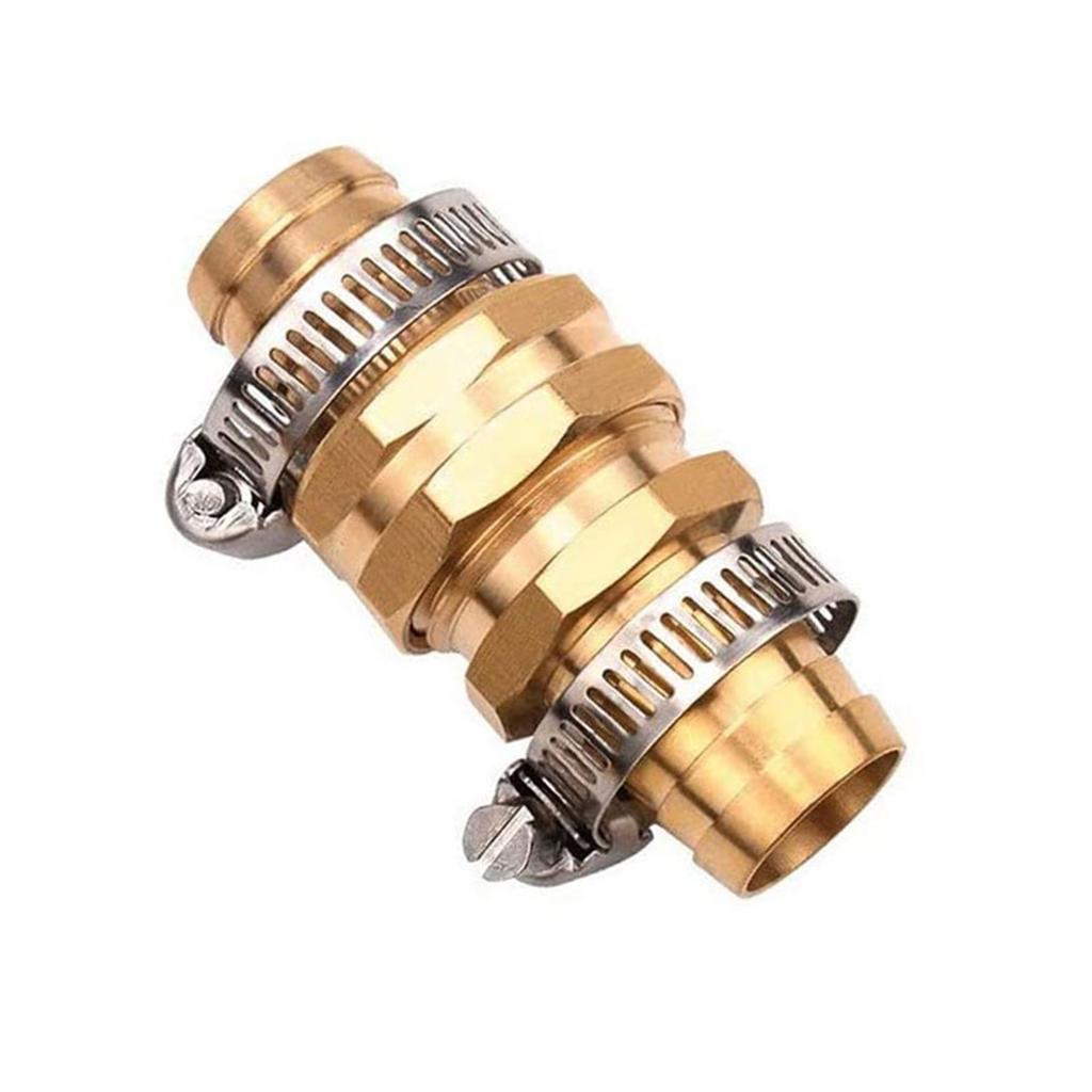 3/4" Garden Hose Repair Mender Brass Hose Repair Set Barb Connector with Stainless Steel Clamps Tool for Gardening
