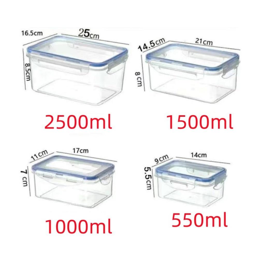 

1/4pack Food Storage Containers Transparent Kitchen Organization Boxes with Lids Stackable Fridge Pantry Storage Bins for Grains 550ml белый