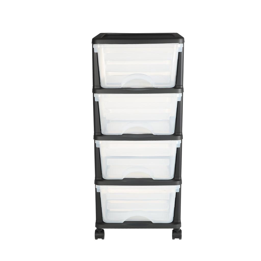 VEVOR Plastic Storage Drawers Cart, 4 Drawers Storage Organizer with Wheels, Rolling Closet Organization and Storage Dividers