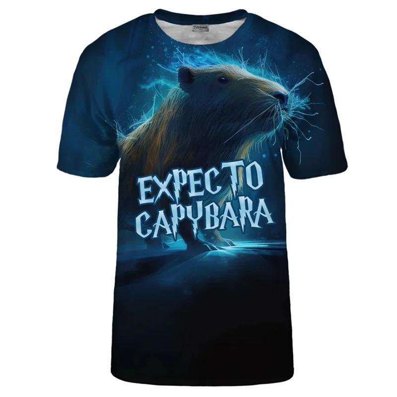 Cute Interesting Capybara Animal Graphic T-shirt Men 3D Printed Short Sleeved Round Neck T-shirt