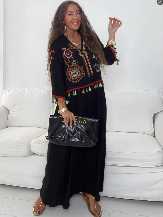 2025 Autumn European & American Elegant Print Top + Wide-Leg Pants Set