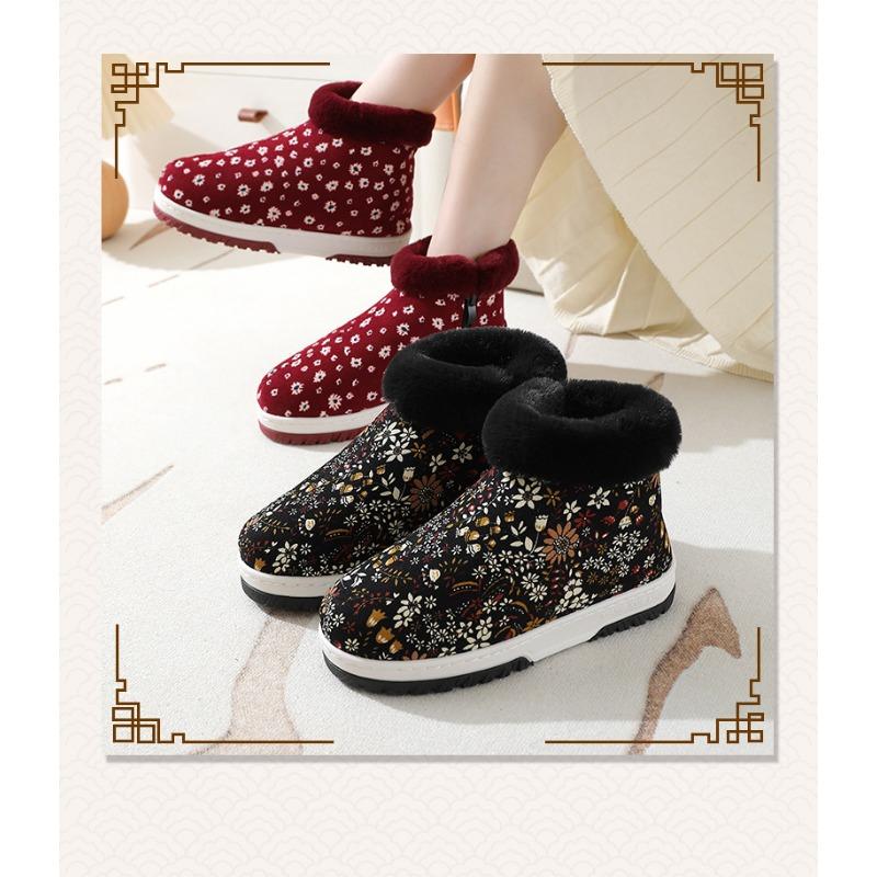 Женские зимние тапочки из хлопка на толстой подошве с каблуком-мешком — фото 8