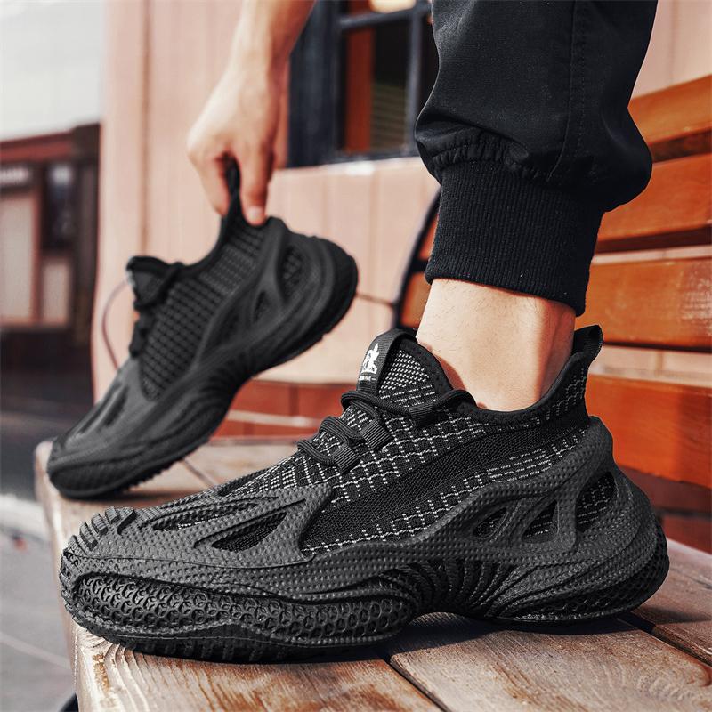 Fashion 2025 New Men's Fly Knit Sports Shoes Thick Bottom Versatile Fashionable Coconut Socks Shoes Rubber Bottom Casual Sneakers