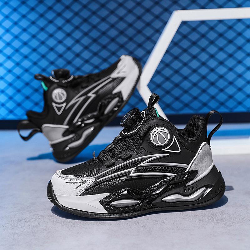 2025 Boys' Autumn Sports Shoes: Non-slip, Wear-resistant Rotary Buckle Running and Basketball Shoes