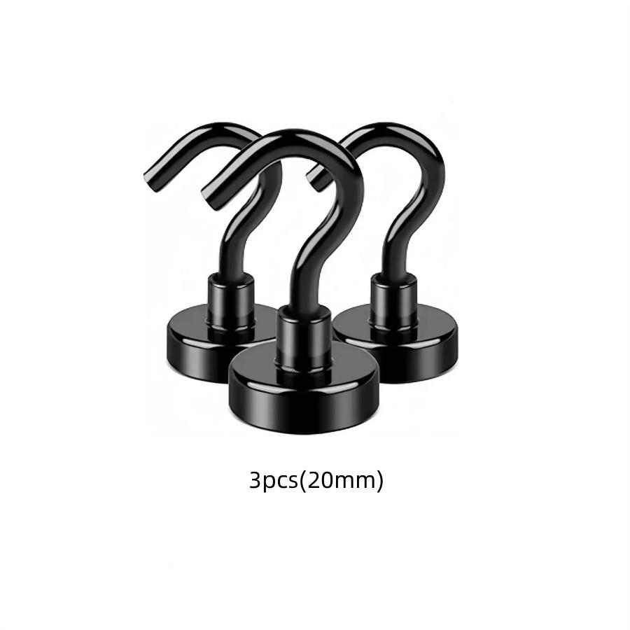 3/6/9ks Černý magnetický hák 50 Lbs Silný neodymový magnetický hák Pro zavěšení, Magnet s hákem Pro plavbu, BBQ, Domov, Kuchyň