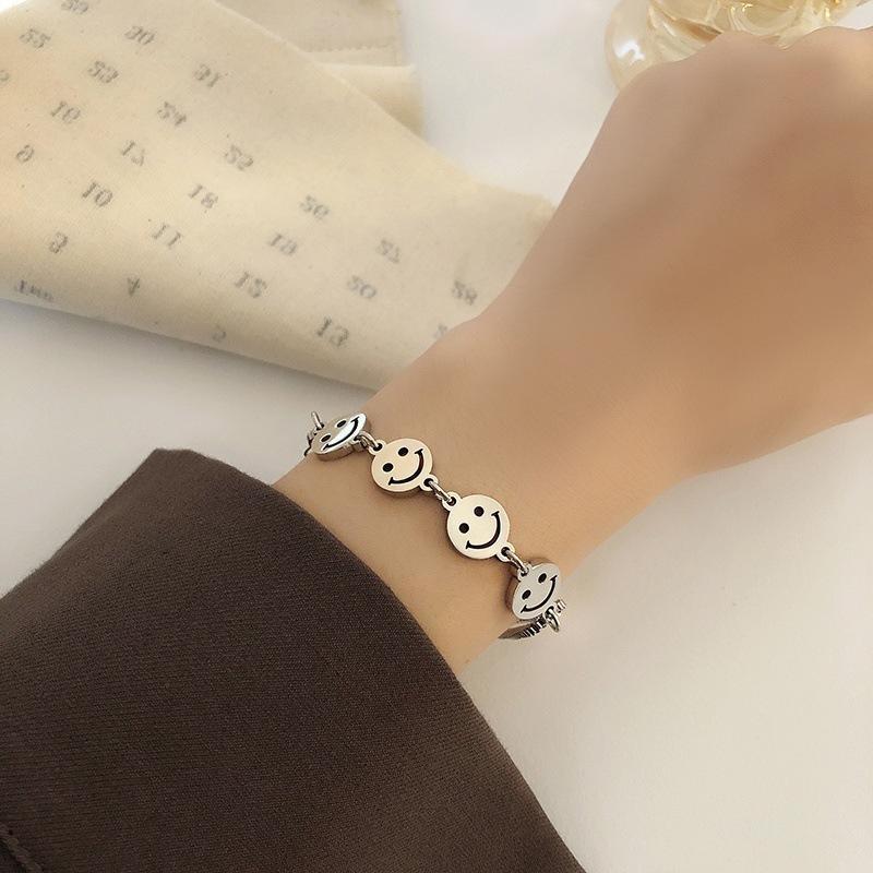 Unisex Harajuku Style Smiley Face Titanium Bracelet - Trendy Korean Design