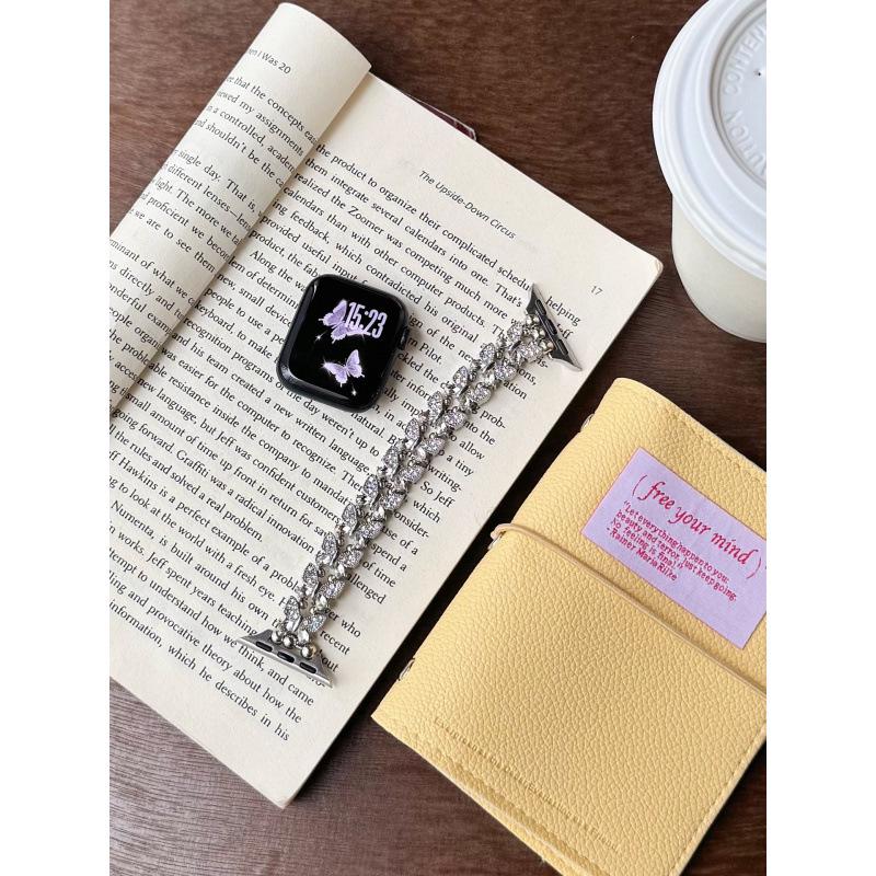 Butterfly Diamond Elastic Strap for Apple 11th Gen iWatch 10987E, Huawei GT6, Xiaomi 9 Pro