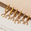 Qiong Yao Luxury Zircon Horseshoe Diamond Pendant Earrings, PVD Gold-Plated Minimalist Stainless Steel.