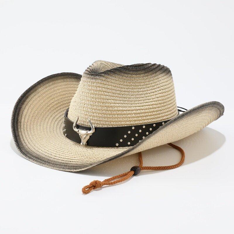 Popular European and American Western Cowboy Straw Hat Men's and Women's Fashion Shade Straw Hat Outdoor Western Cowboy Hat