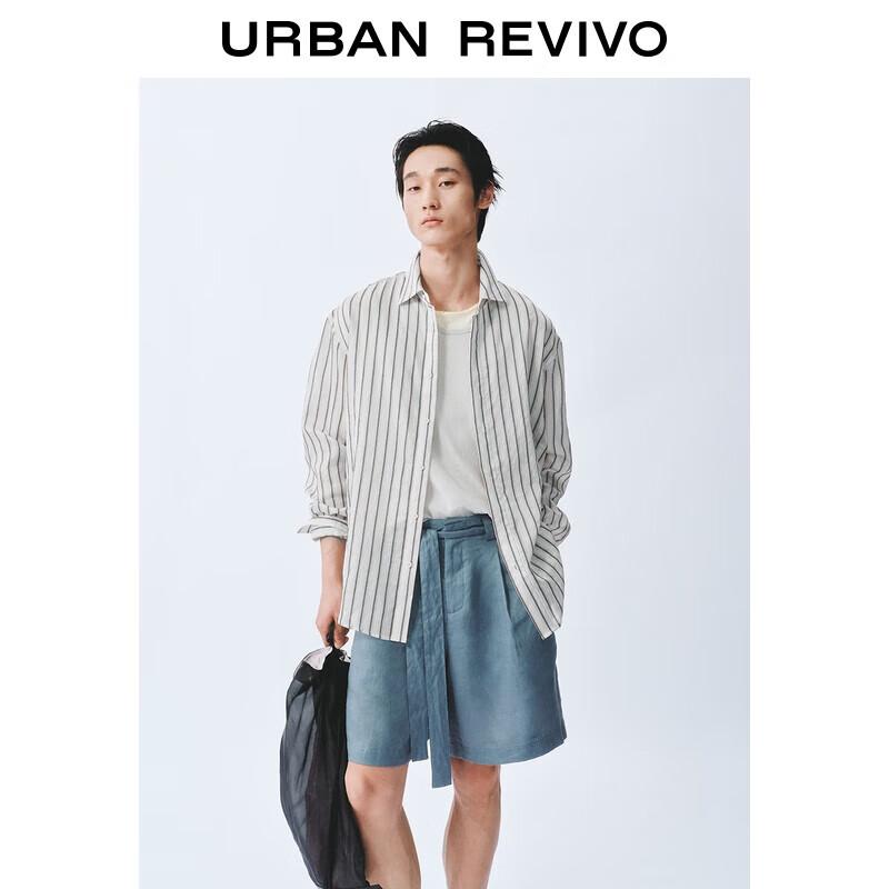 UR 2025 Men s Commuter Striped Loose Open-Front Shirt XL-XXL