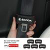 VIJT4 Car Seat Belt Buckle Cover Leather Protector Anti-collision Case For Skoda Kodiaq Octavia 2 3 Rapid Karoq Fabia Kamiq Superb
