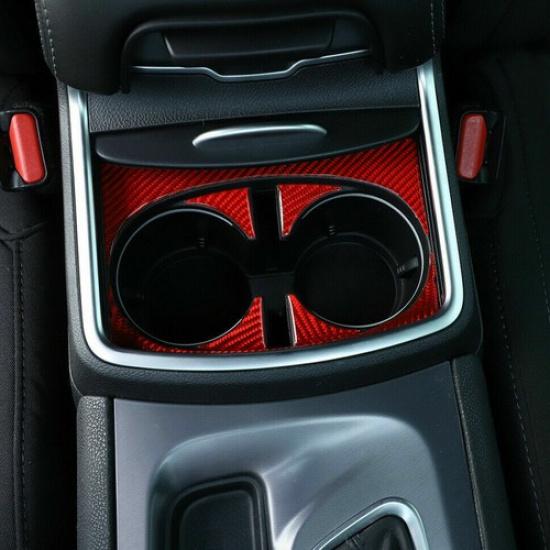 Center Cup Holder Panel Trim Cover for Dodge Charger 2015- Red Carbon Fiber
