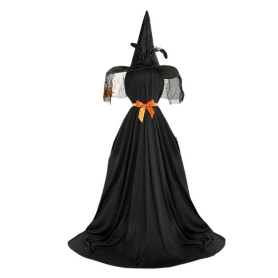 Large Lighted Ghost Halloween Decoration Outdoor Standing Light-up White Ghost with Witch Hat for Home Yard Garden Lawn Porch Decor