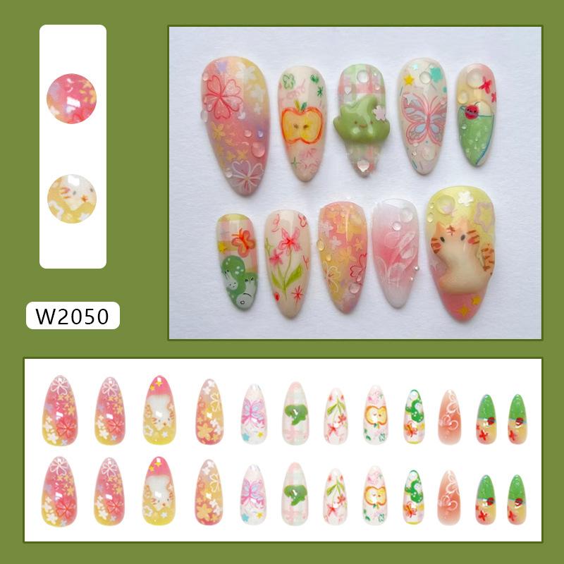 

Fruit Bubble Butterfly Flower Cat ins Wind Removable Nail Art 24 pieces press on nails