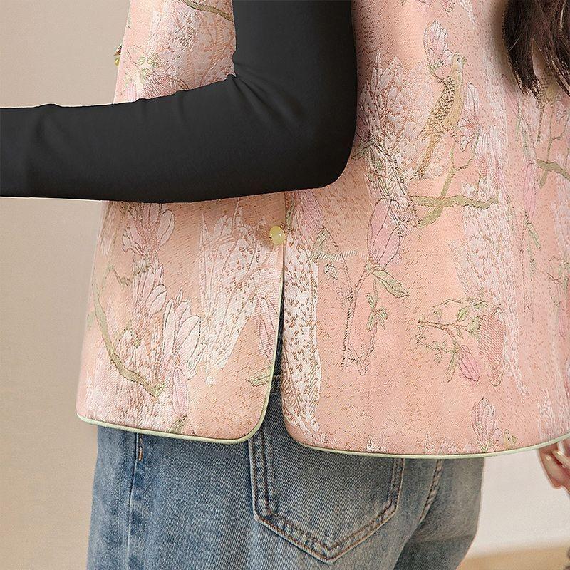 Jacquard vest vest women's spring and autumn 2025 new temperament sleeveless button-up top