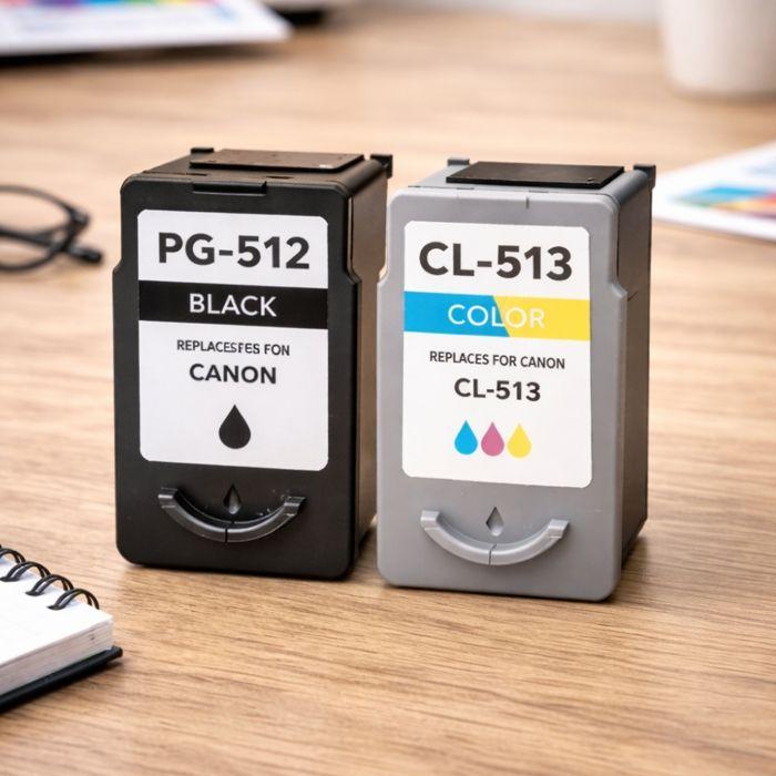 Cartouche d'encre - SHOP-STORY - PG-512 + CL-513 - Haute capacité - Pack de 2 - Compatible Canon Pixma iP/MP/MX