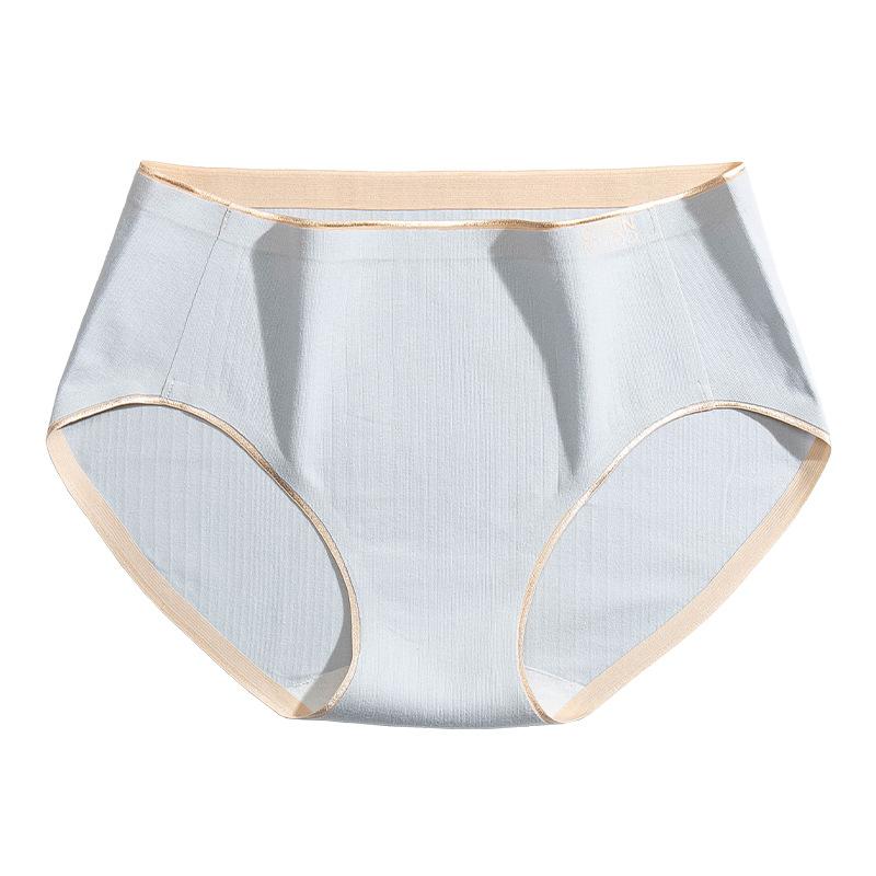 

Бесшовные женские антибактериальные хлопковые трусы средней посадки, цельнокроеные дышащие контрастного цвета, удобные трусы-слипы большого размера XL серебряный серый