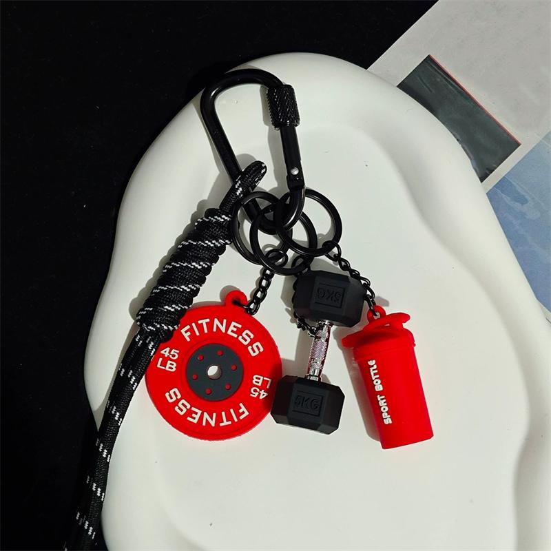 Fitness Keychain Gym Lover Barbell Key chain Weightlifting Keyring Silicone Weight Plate Gym Gifts Workout Gifts Bag Charm Backp