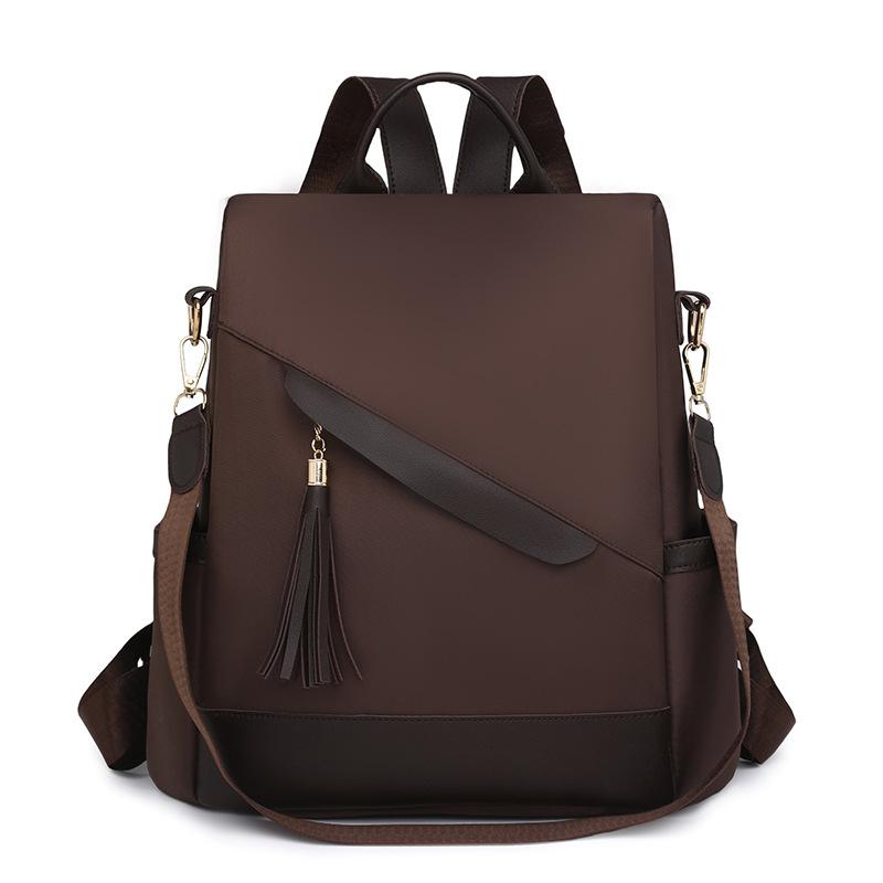 Large capacity nylon splicing women's backpack urban simple commuting shoulder bag anti-theft storage college student schoolbag