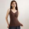 Sleeveless Thermal Shirts for Women Fleece Lined V Neck Tank Top High Stretch Padded Camisole Tops Winter Warm Base Layer