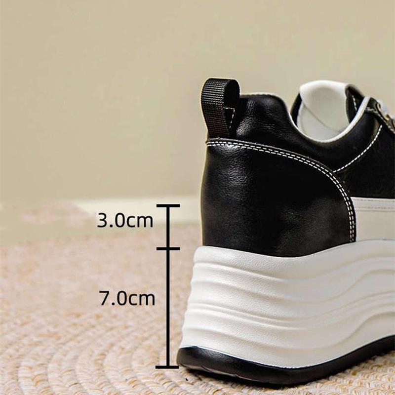Microfiber White Platform Sneakers Women Wedge Heel Sneakers Shoes Comfy Casual Shoes