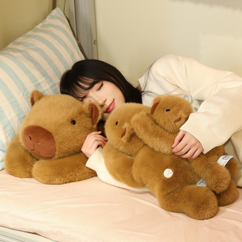 30-60cm Long Kawaii Plush Capybara Pillow Soft Stuffed Animal Capybara Plush Toy Doll Birthday Gift for Kids Girls Home Decor
