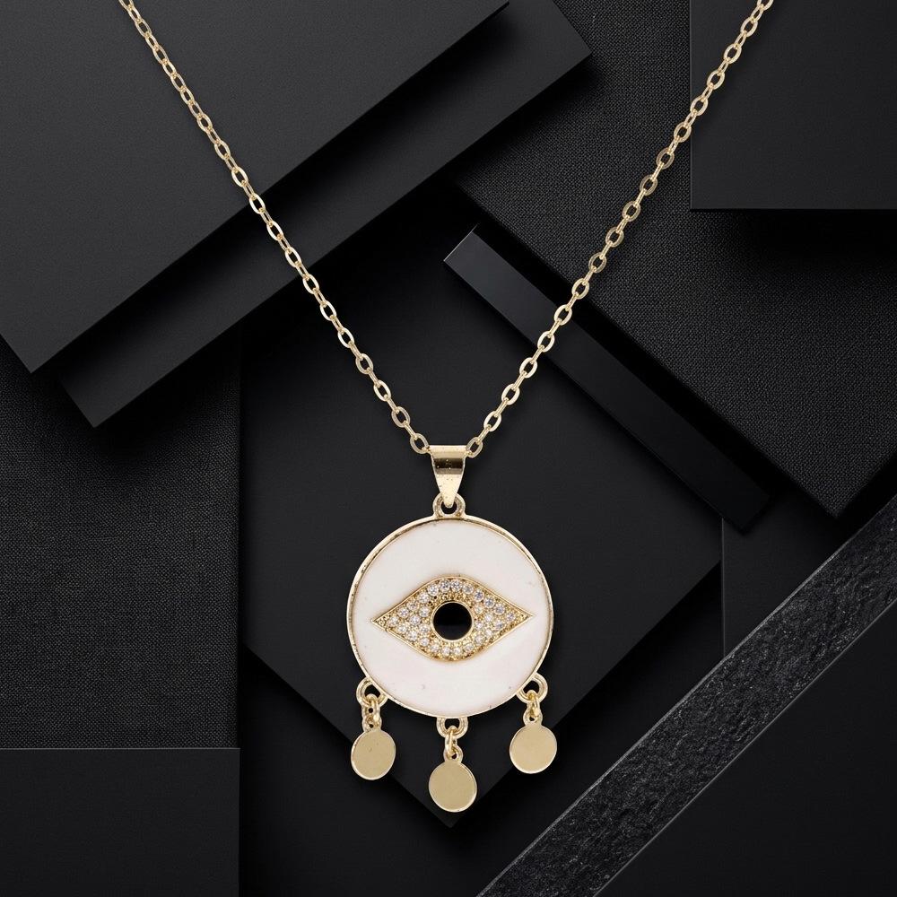 18K Gold-Plated Turkish Evil Eye Pendant Necklace with Tassel