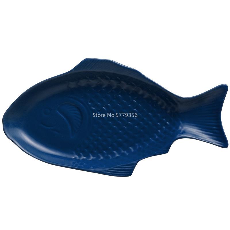 Creative Ceramic Fish Plate Chopped Pepper Fish Head Plate Breakfast Plate Dish Flat Plate Nordic Net Red Western Fish Plate