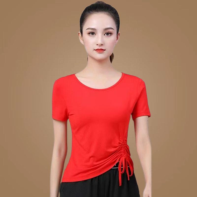 Women's Modal Square Dance Top: Summer Practice & Performance T-Shirt for Middle-Aged & Elderly