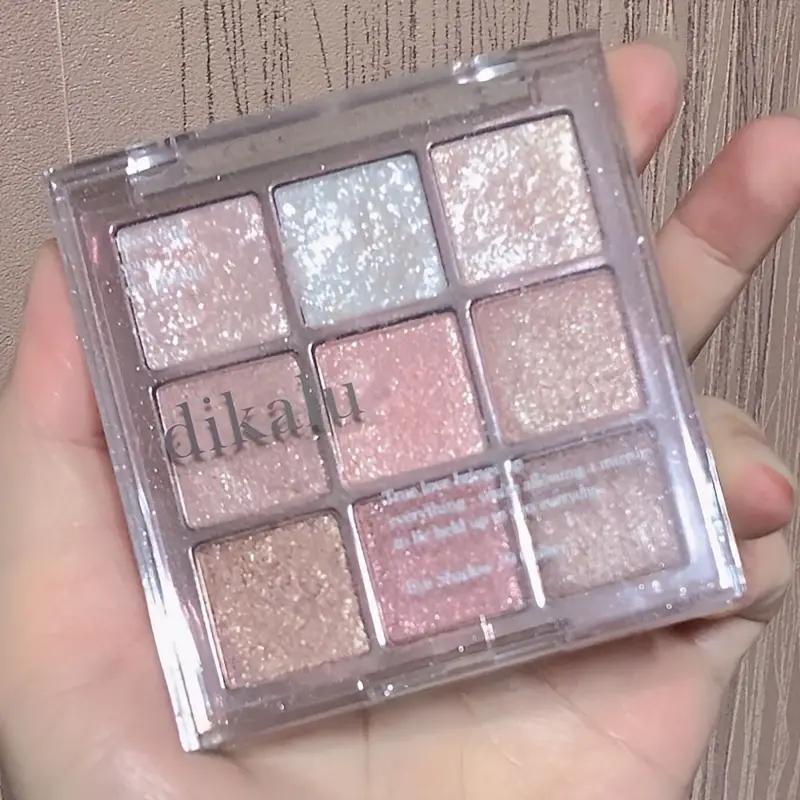Palette di ombretti da 9 colori, glitter, finitura con paillettes scintillanti, ombretto illuminante, ombretto color rosa, trucco di bellezza