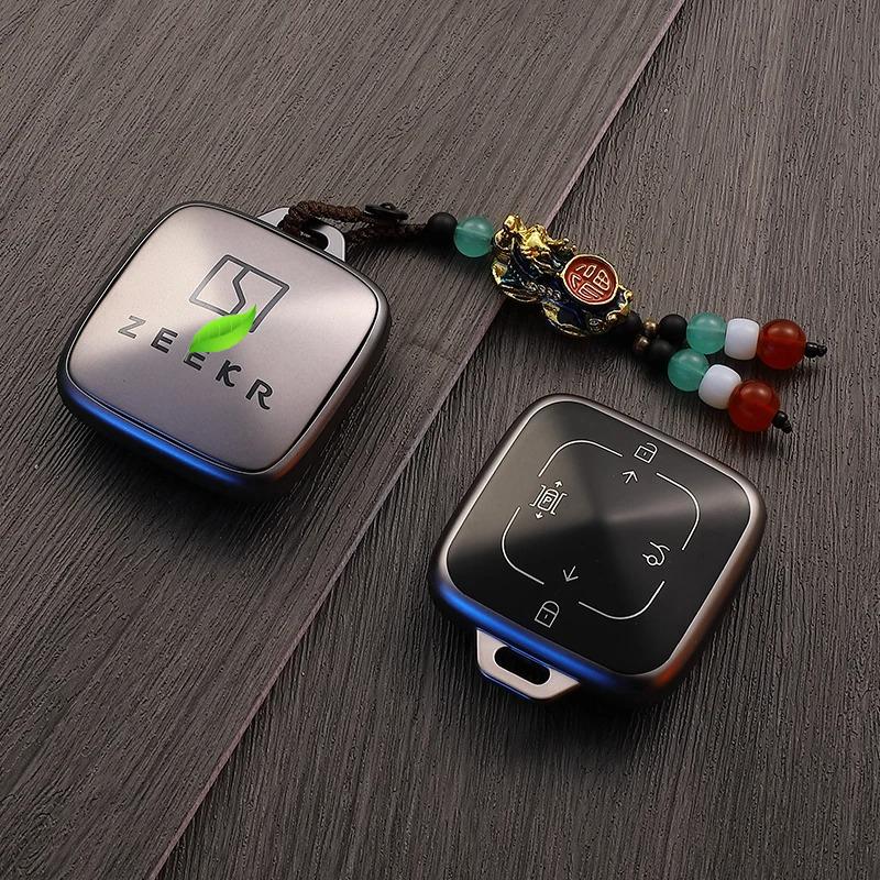 Voor Geely Zeekr 001 7X X 007 009 Leren Auto Afstandsbediening Sleuteletui Sleutelhouder Fob Nfc Bluetooth Metaal Slimme Sleutel Sleutelhanger Accessoires