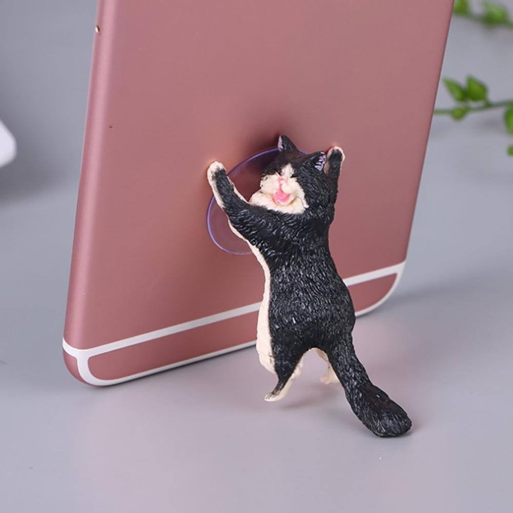 Cute Resin Cat Phone Holder Sucker Design Cartoon Mobile Phone Stand Holder Smartphone Holder Home Office