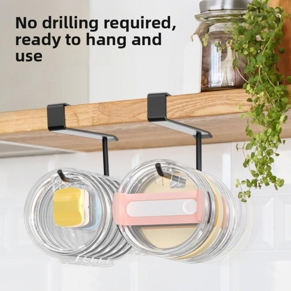 Carbon Steel Cup Lid Holder Multi-functional Black White Lid Storage Rack Space Saving No Drilling Tissue Organizer Kitchen Use
