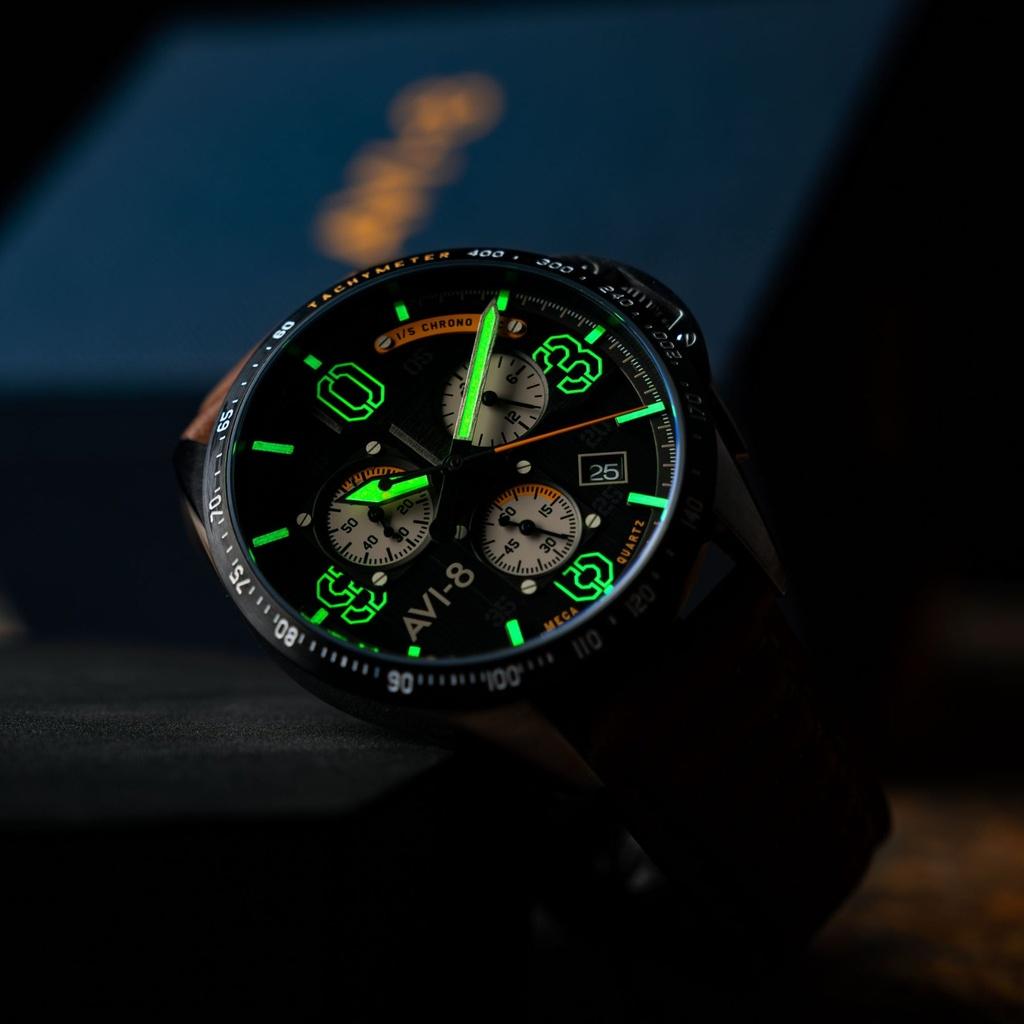 AVI-8 Pánské hodinky P-51 Mustang Blakeslee Chronograph Imperial War Museums Edition Lambeth Black Dial Quartz AV-4077-07