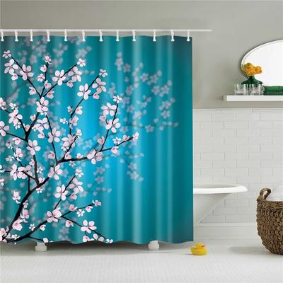 3D-Blume, Pflaumenblüte, Lotus, Lavendel, Rose, Duschvorhänge, Badezimmer-Vorhang, Frabic, wasserdichter Polyester-Badevorhang mit Haken